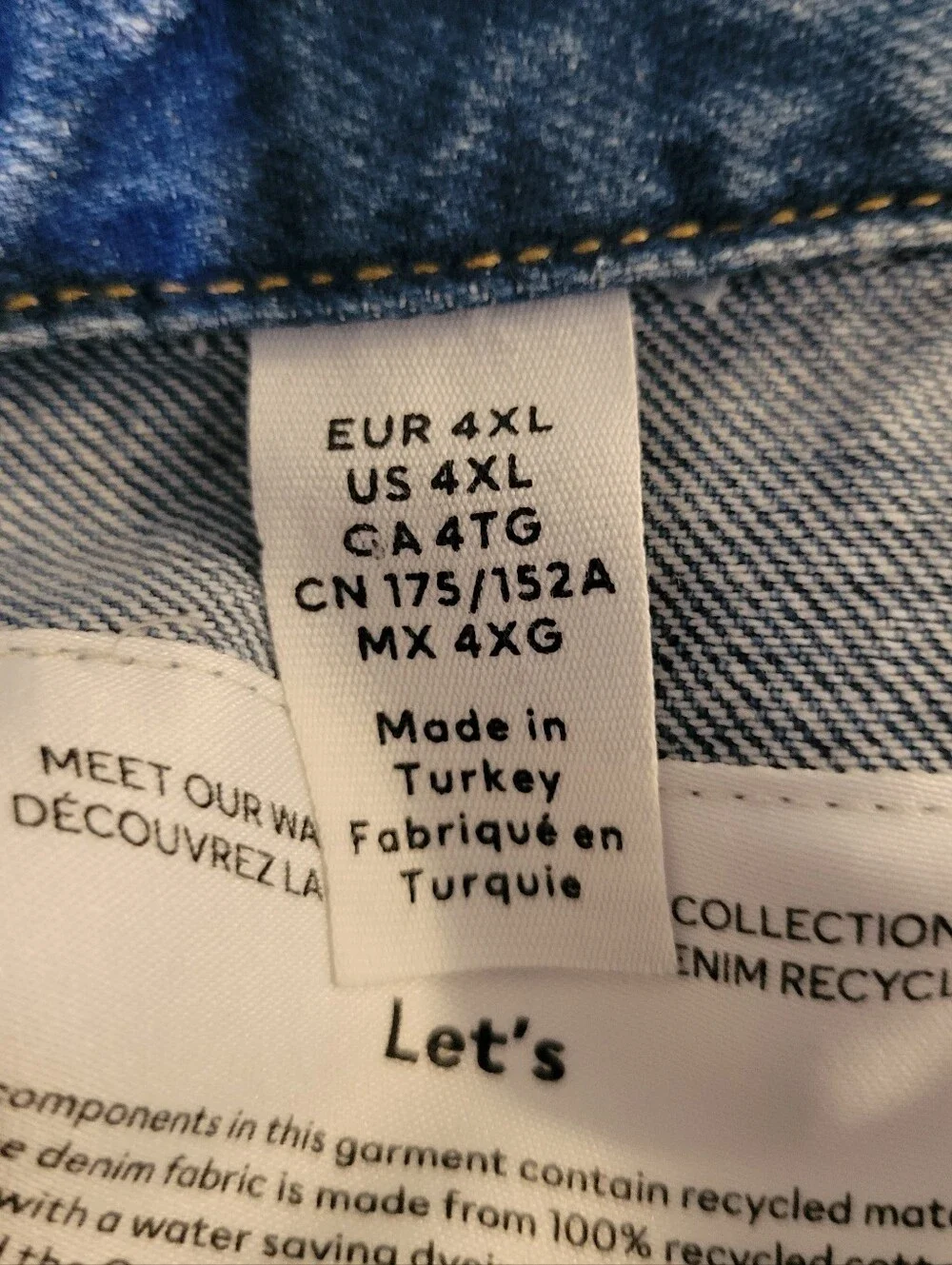 100% Cotton Blue Short Denim Jacket | Size 4X